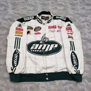Chase AMP Energy Jacket Men Large White NASCAR Full Zip Dale Earnhardt JR